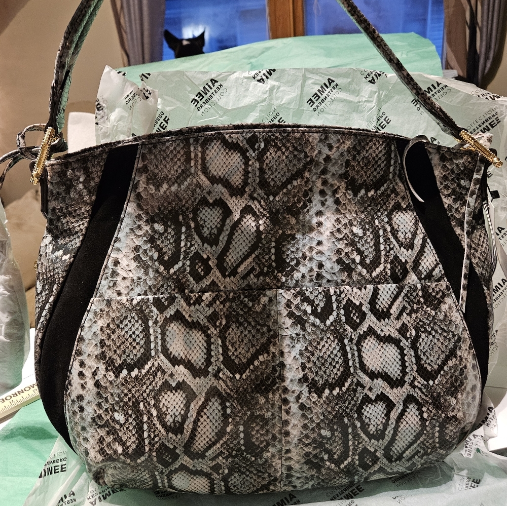 NWT Aimee Kestenberg Snake-embossed Leather Single Strap Purse.